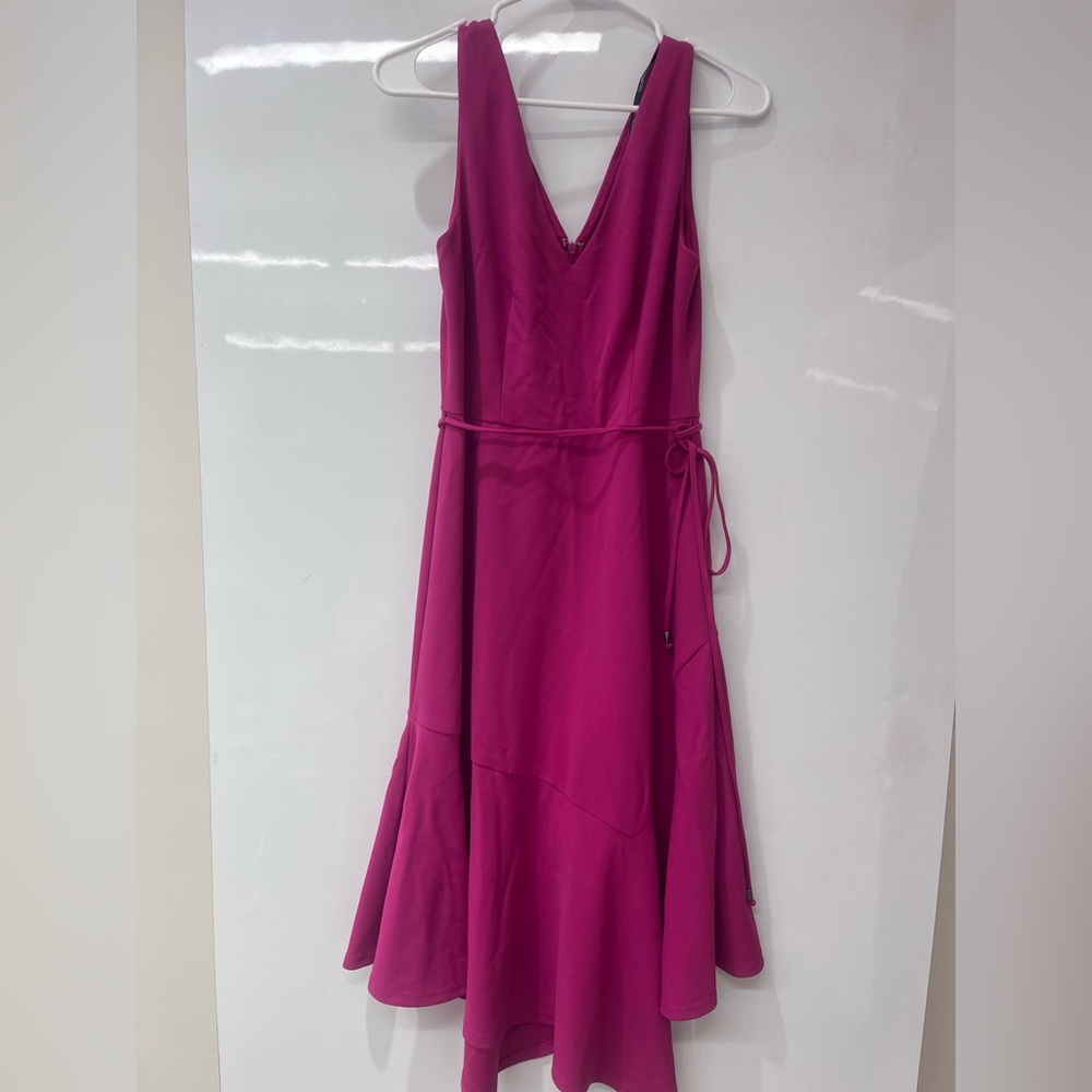 Vince Camuto Asymmetrical Scuba Crepe Dress Women's Size 6 Pink Fuchsia